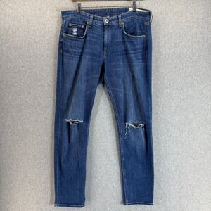 Rag & Bone Womens Dre Low Rise Slim Boyfriend Ripped Blue‎ Jeans Denim Size 30